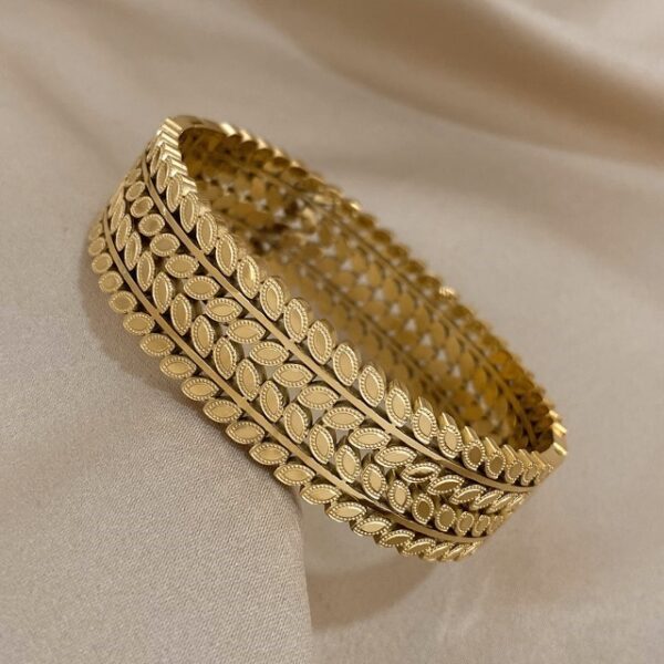 Gold Leaf Bangle Bracelet - Image 2