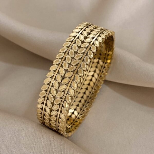 Gold Leaf Bangle Bracelet